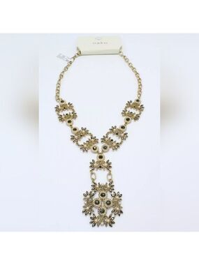 Amazing New Gold Rhinestone Statement Necklace by Punch NWT 22"